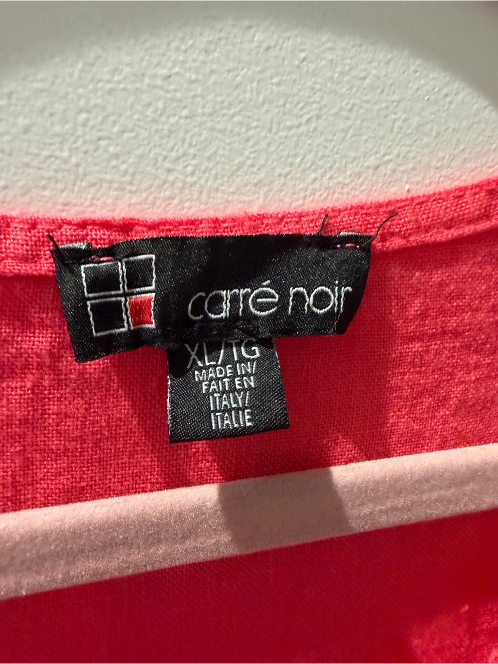 SOLD Carré Noir Italy 100% Linen Tiered Tunic Dress | Coral Button Front | XL - Picture 3 of 4